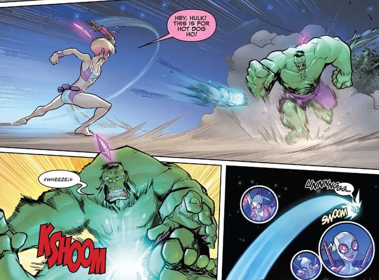 Gwenpool Defeated The Hulk With Versions Of Herself And Thor's Severed Arm