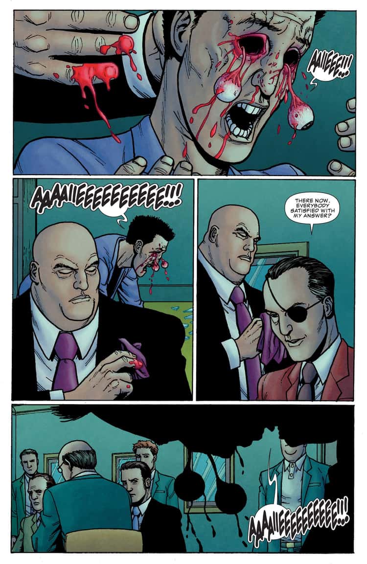 Kingpin Squeezing A Man’s Eyes Out Of His Head